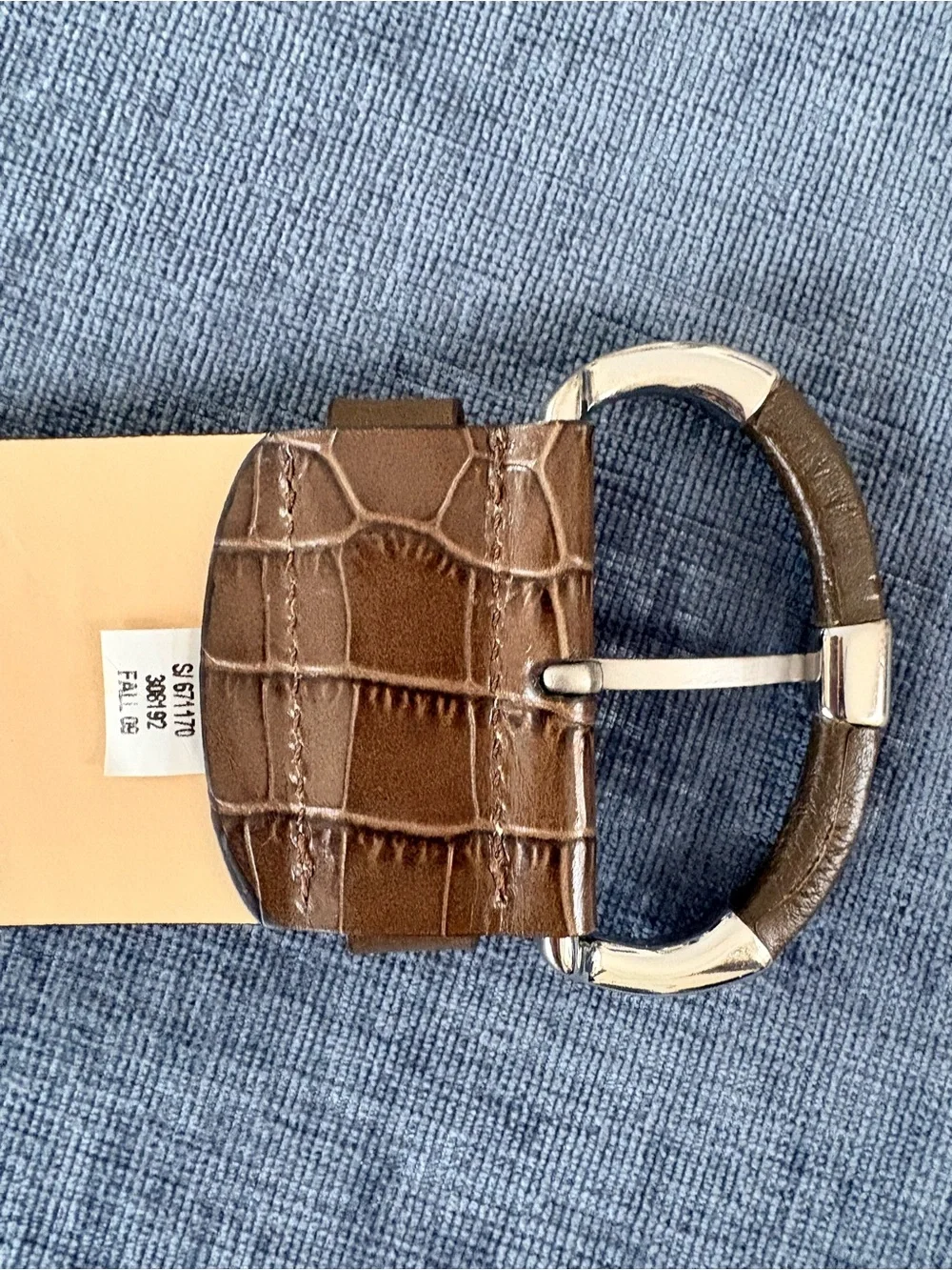 Banana Republic Brown Croc Leather Wide Belt Size S Made in Italy